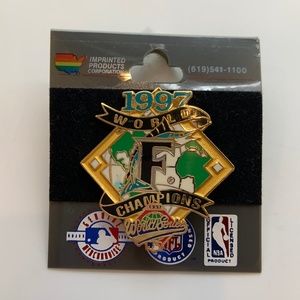 Vintage Florida Marlins 1997 MLB World Series World Champions Map Lapel Pin